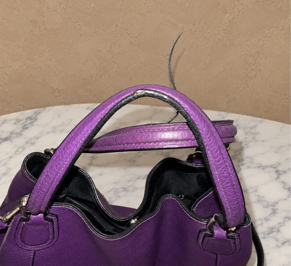 Coach Edie 31 Purple Pebbled Leather Hobo Shoulder Crossbody Bag - Picture 4 of 10